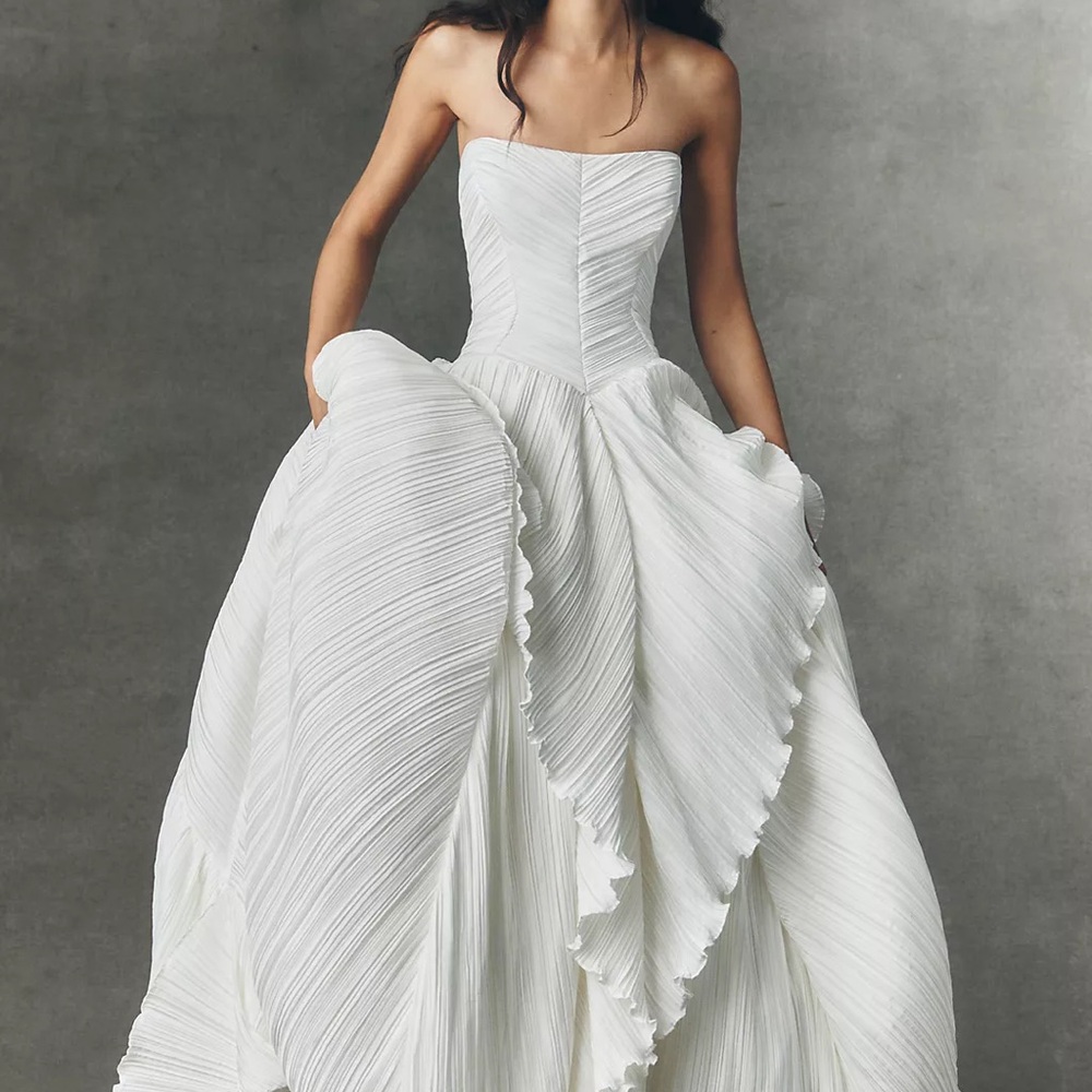 BHLDN Eleonora Strapless Pleated Fit & Flare Wedding Gown